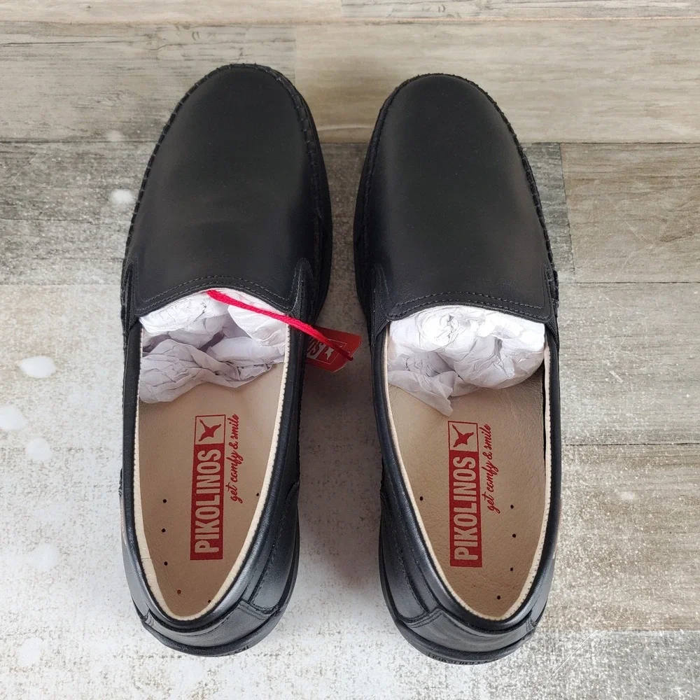 Pikolinos Marbella M9A-3111 Mens Loafers Sz 8 Black Leather Slip On Round Toe